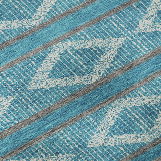 Piper Looms Mayfield Geometric AMF1029 Teal Machine Washable Area Rug Swatch Image