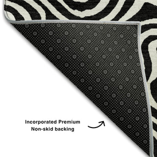 Piper Looms Mayfield Swirls AMF1030 Black Machine Washable Area Rug Backing Image