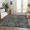 Piper Looms Mayfield Swirls AMF1030 Black Machine Washable Area Rug Lifestyle Image Feature