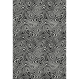 Piper Looms Mayfield Swirls AMF1030 Black Machine Washable Area Rug main image