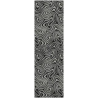 Piper Looms Mayfield Swirls AMF1030 Black Machine Washable Area Rug Runner Main Image