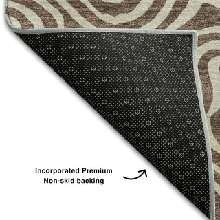 Piper Looms Mayfield Swirls AMF1030 Brown Machine Washable Area Rug Backing Image