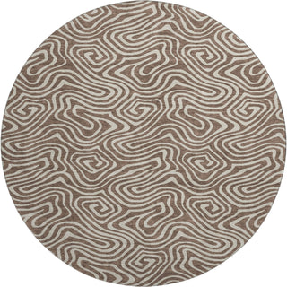 Piper Looms Mayfield Swirls AMF1030 Brown Machine Washable Area Rug Round Main Image