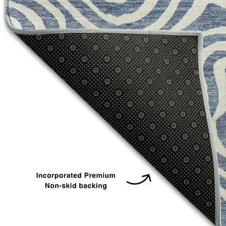 Piper Looms Mayfield Swirls AMF1030 Denim Machine Washable Area Rug Backing Image
