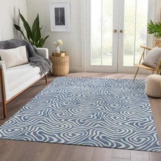 Piper Looms Mayfield Swirls AMF1030 Denim Machine Washable Area Rug Lifestyle Image Feature