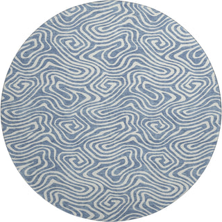 Piper Looms Mayfield Swirls AMF1030 Denim Machine Washable Area Rug Round Main Image