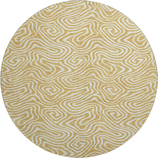 Piper Looms Mayfield Swirls AMF1030 Gold Machine Washable Area Rug Round Main Image