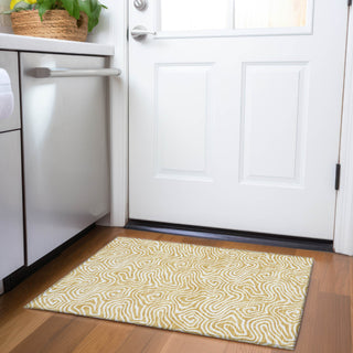 Piper Looms Mayfield Swirls AMF1030 Gold Machine Washable Area Rug Scatter Lifestyle Image Feature