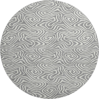 Piper Looms Mayfield Swirls AMF1030 Gray Machine Washable Area Rug Round Main Image