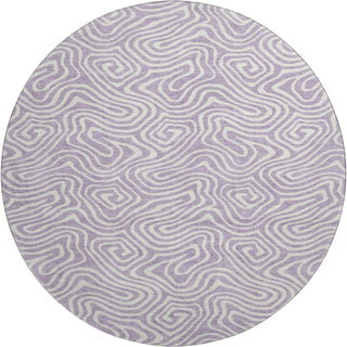 Piper Looms Mayfield Swirls AMF1030 Lavender Machine Washable Area Rug Round Main Image