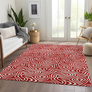 Piper Looms Mayfield Swirls AMF1030 Red Machine Washable Area Rug Lifestyle Image Feature