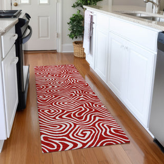 Piper Looms Mayfield Swirls AMF1030 Red Machine Washable Area Rug Runner Lifestyle Image Feature
