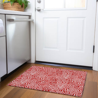 Piper Looms Mayfield Swirls AMF1030 Red Machine Washable Area Rug Scatter Lifestyle Image Feature