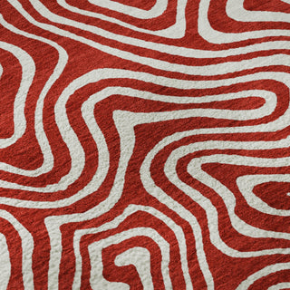Piper Looms Mayfield Swirls AMF1030 Red Machine Washable Area Rug Swatch Image