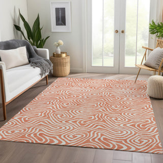 Piper Looms Mayfield Swirls AMF1030 Salmon Machine Washable Area Rug Lifestyle Image Feature