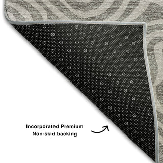 Piper Looms Mayfield Swirls AMF1030 Taupe Machine Washable Area Rug Backing Image