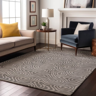 Piper Looms Mayfield Swirls AMF1030 Taupe Machine Washable Area Rug Lifestyle Image Feature