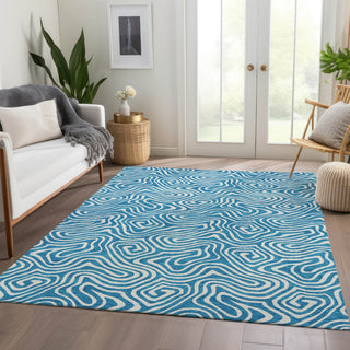Piper Looms Mayfield Swirls AMF1030 Teal Machine Washable Area Rug Lifestyle Image Feature