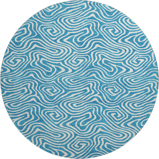 Piper Looms Mayfield Swirls AMF1030 Teal Machine Washable Area Rug Round Main Image