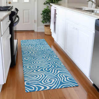 Piper Looms Mayfield Swirls AMF1030 Teal Machine Washable Area Rug Runner Lifestyle Image Feature