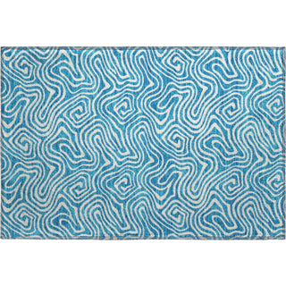 Piper Looms Mayfield Swirls AMF1030 Teal Machine Washable Area Rug Scatter Main Image