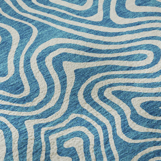 Piper Looms Mayfield Swirls AMF1030 Teal Machine Washable Area Rug Swatch Image