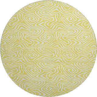 Piper Looms Mayfield Swirls AMF1030 Yellow Machine Washable Area Rug Round Main Image
