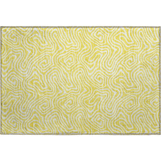 Piper Looms Mayfield Swirls AMF1030 Yellow Machine Washable Area Rug Scatter Main Image