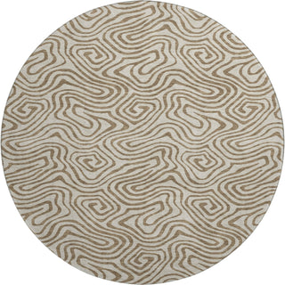 Piper Looms Mayfield Swirls AMF1031 Beige Machine Washable Area Rug Round Main Image