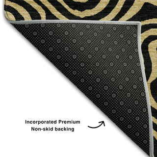 Piper Looms Mayfield Swirls AMF1031 Black Machine Washable Area Rug Backing Image