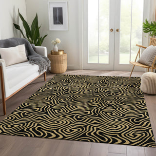 Piper Looms Mayfield Swirls AMF1031 Black Machine Washable Area Rug Lifestyle Image Feature