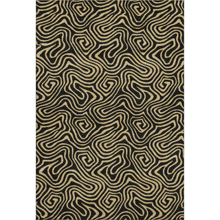 Piper Looms Mayfield Swirls AMF1031 Black Machine Washable Area Rug main image