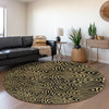 Piper Looms Mayfield Swirls AMF1031 Black Machine Washable Area Rug Round Lifestyle Image Feature