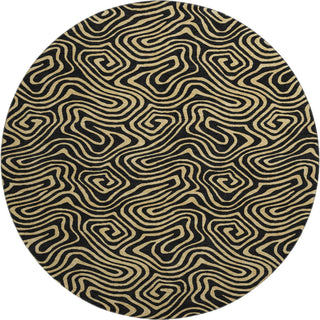 Piper Looms Mayfield Swirls AMF1031 Black Machine Washable Area Rug Round Main Image