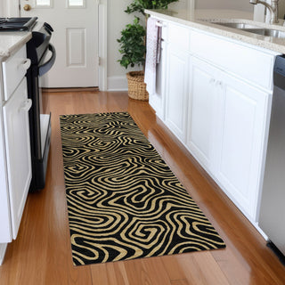 Piper Looms Mayfield Swirls AMF1031 Black Machine Washable Area Rug Runner Lifestyle Image Feature