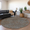 Piper Looms Mayfield Swirls AMF1031 Brown Machine Washable Area Rug Round Lifestyle Image Feature