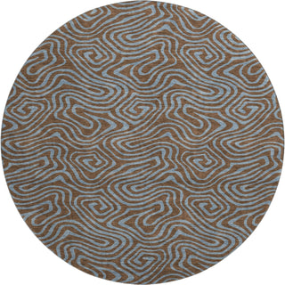 Piper Looms Mayfield Swirls AMF1031 Brown Machine Washable Area Rug Round Main Image