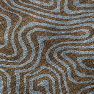 Piper Looms Mayfield Swirls AMF1031 Brown Machine Washable Area Rug Swatch Image