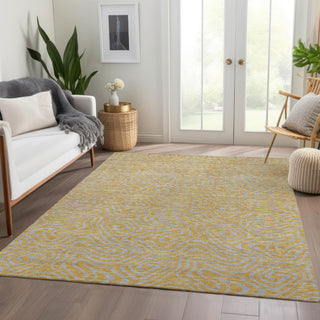 Piper Looms Mayfield Swirls AMF1031 Gold Machine Washable Area Rug Lifestyle Image Feature
