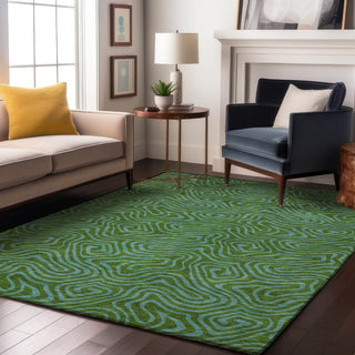 Piper Looms Mayfield Swirls AMF1031 Green Machine Washable Area Rug Lifestyle Image Feature