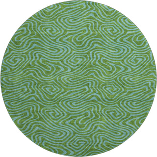 Piper Looms Mayfield Swirls AMF1031 Green Machine Washable Area Rug Round Main Image