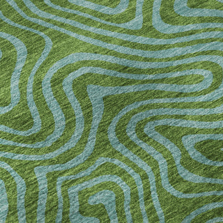 Piper Looms Mayfield Swirls AMF1031 Green Machine Washable Area Rug Swatch Image