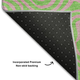 Piper Looms Mayfield Swirls AMF1031 Lime Machine Washable Area Rug Backing Image