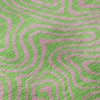 Piper Looms Mayfield Swirls AMF1031 Lime Machine Washable Area Rug Swatch Image