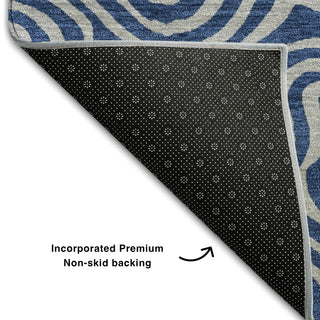 Piper Looms Mayfield Swirls AMF1031 Navy Machine Washable Area Rug Backing Image