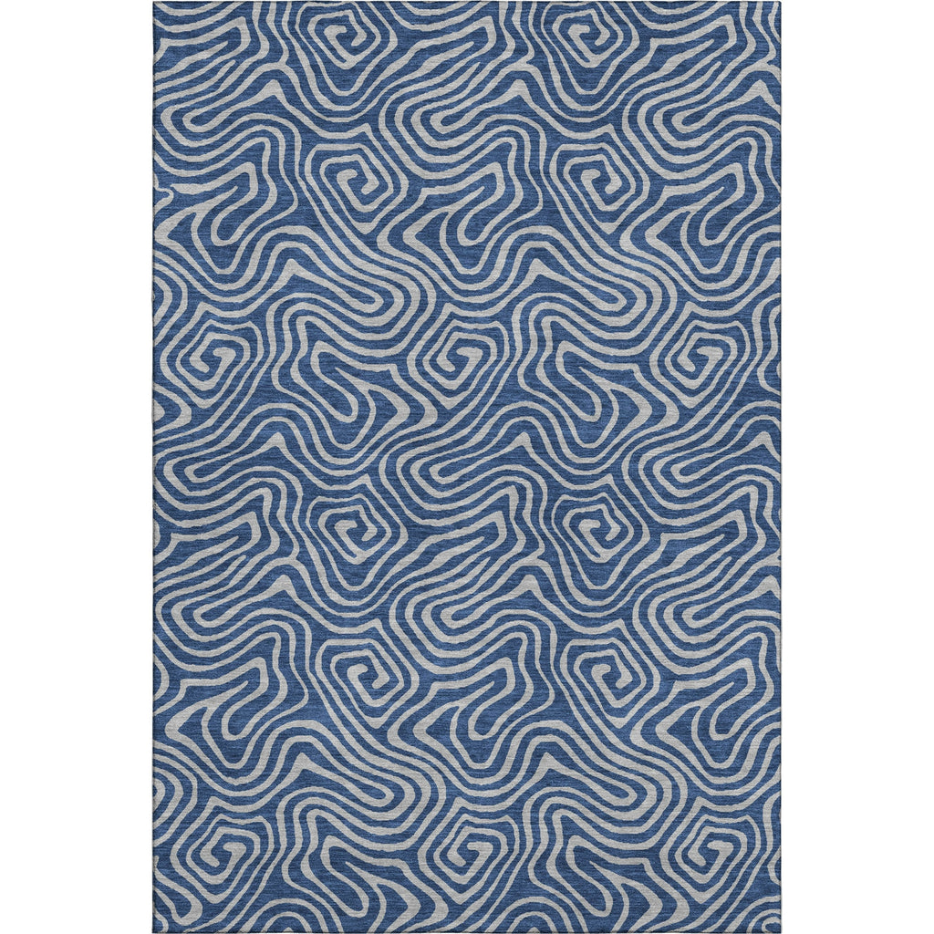 Piper Looms Mayfield Swirls AMF1031 Navy Machine Washable Area Rug main image