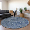 Piper Looms Mayfield Swirls AMF1031 Navy Machine Washable Area Rug Round Lifestyle Image Feature