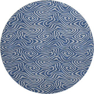 Piper Looms Mayfield Swirls AMF1031 Navy Machine Washable Area Rug Round Main Image