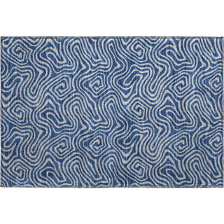 Piper Looms Mayfield Swirls AMF1031 Navy Machine Washable Area Rug Scatter Main Image