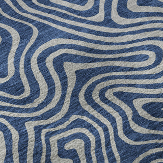 Piper Looms Mayfield Swirls AMF1031 Navy Machine Washable Area Rug Swatch Image